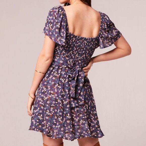 NWT B.O.G. Band of the Free Coraline Floral Crossover Mini Dress Sz. S Purple - Picture 7 of 11